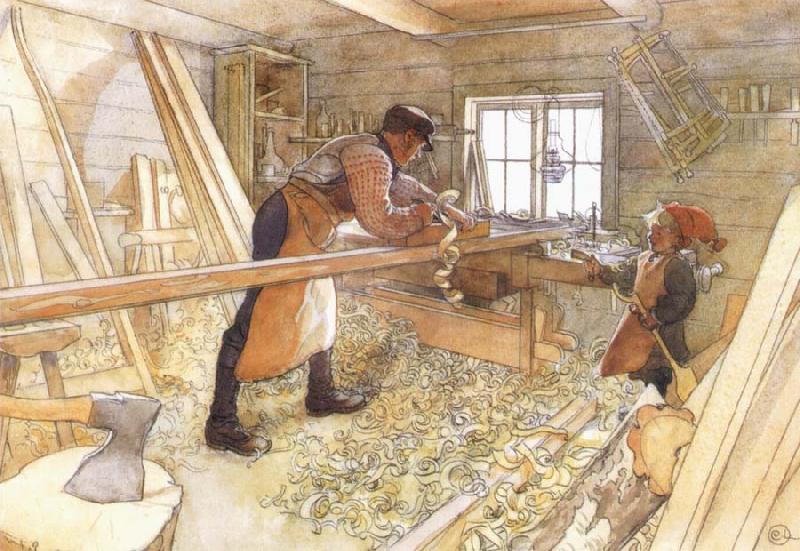 Carl Larsson In the Carpenter Shop oil painting picture